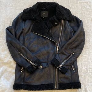 7 For All Mankind Faux Sherpa Jacket Sz Small